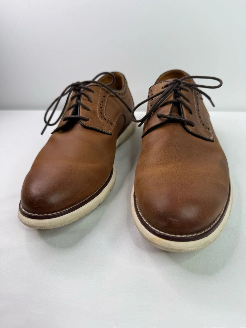 Johnston & Murphy Holden Plain Toe Oxford Shoes Tan Oiled Size 8.5